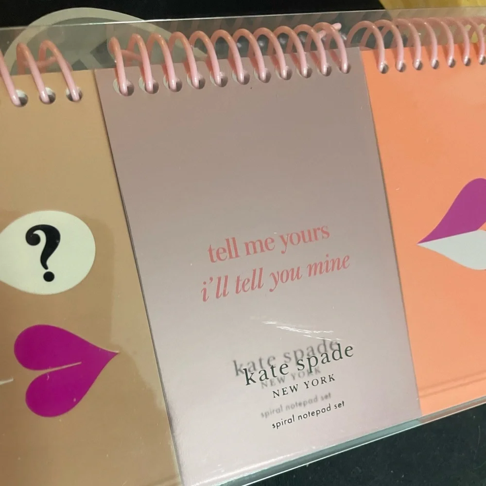 Kate Spade Heart Lips Spiral Notebook Set of 3 Super Cute, Pocket Size NEW NWT